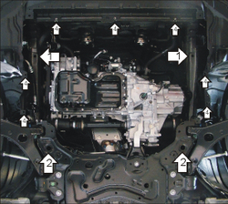 Защита картера Двигателя, КПП. 2 мм, Сталь. для Mazda 3 2009-2011, Mazda 3 2011-2013 MOTODOR.01126