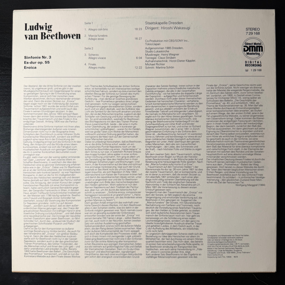 Бетховен - Симфония № 3 Героическая (Германия 1990г.)