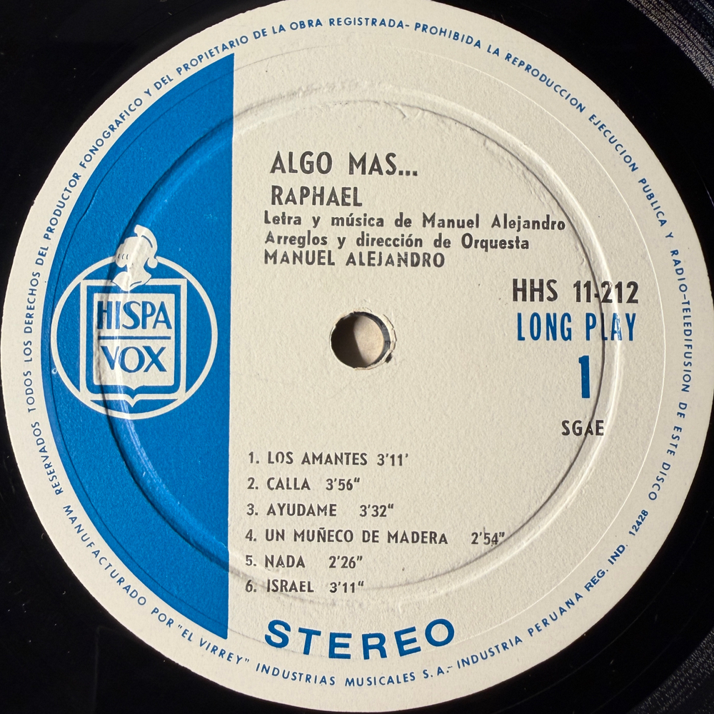 Raphael - Algo Mas (Перу 1971г.)