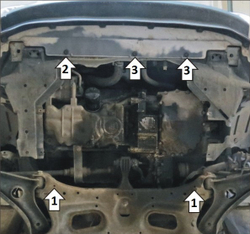 Защита стальная 2 мм Д, КПП Honda Fit; 2WD; 2014-2020 г MOTODOR.70801