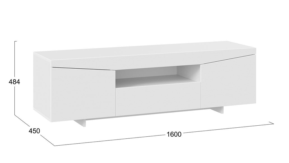 Тумба под телевизор напольная Белый Ясень/Дуб Сонома 160х45х48 см