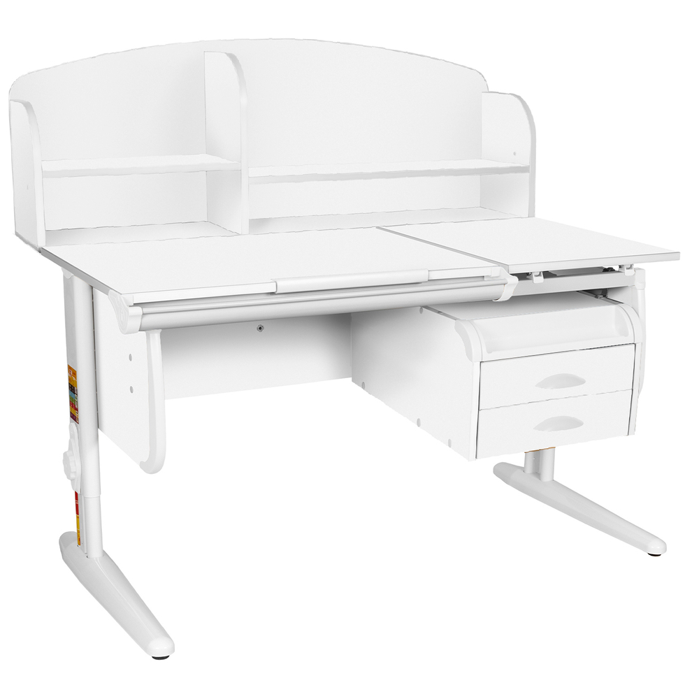 Растущая парта Дэми СУТ 25 с задней полкой СУТ.34.390 и навесной тумбой (1200×880 мм)