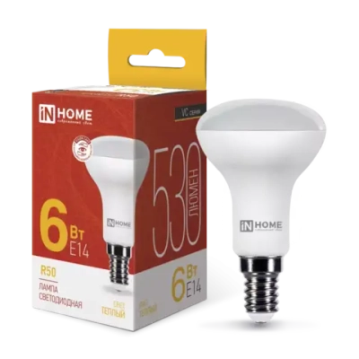 Лампа светодиодная LED-R50-VC 6Вт 230В Е14 3000К ТЕПЛЫЙ 530Лм IN HOME