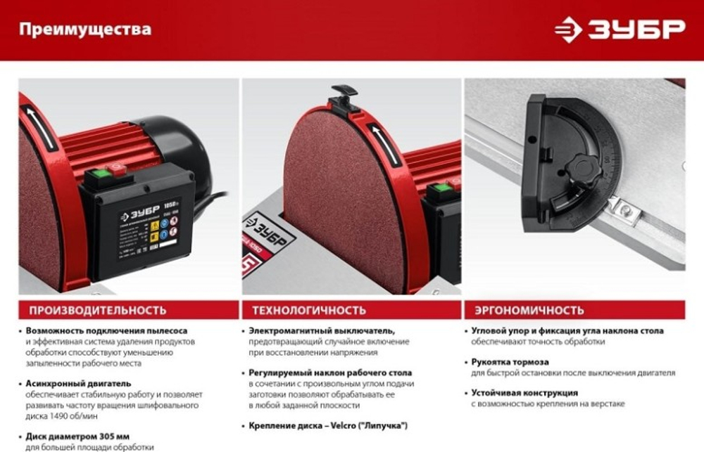 Станок шлифовальный ЗУБР СШД-1050 дисковый