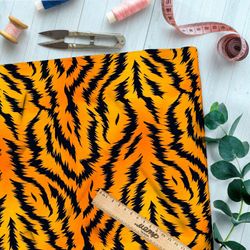 Ткань премиум интерлок крупный тигр