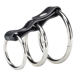 Хомут на пенис из трех металлических колец 3 RING GATES OF HELL (Цвет: черный с серебристым)