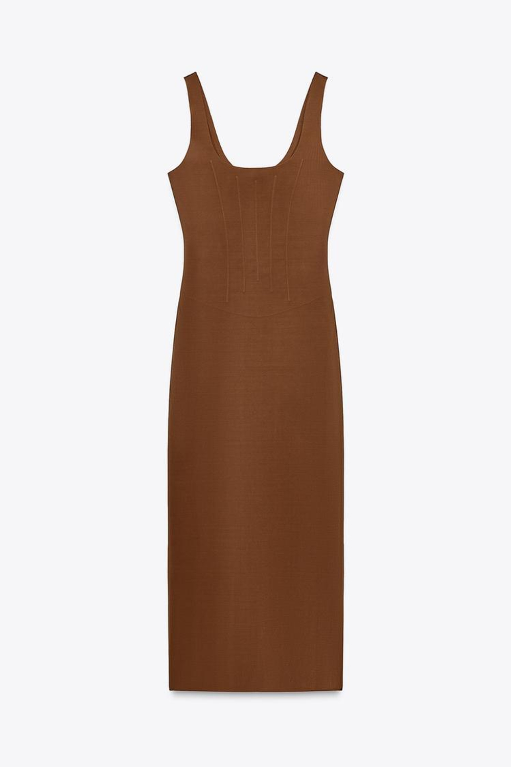 ZARA МОДЕЛИРУЮЩЕЕ ПЛАТЬЕ ИЗ СМЕСОВОГО ПОЛИАМИДА, СВЕТЛО-КОРИЧНЕВЫЙ