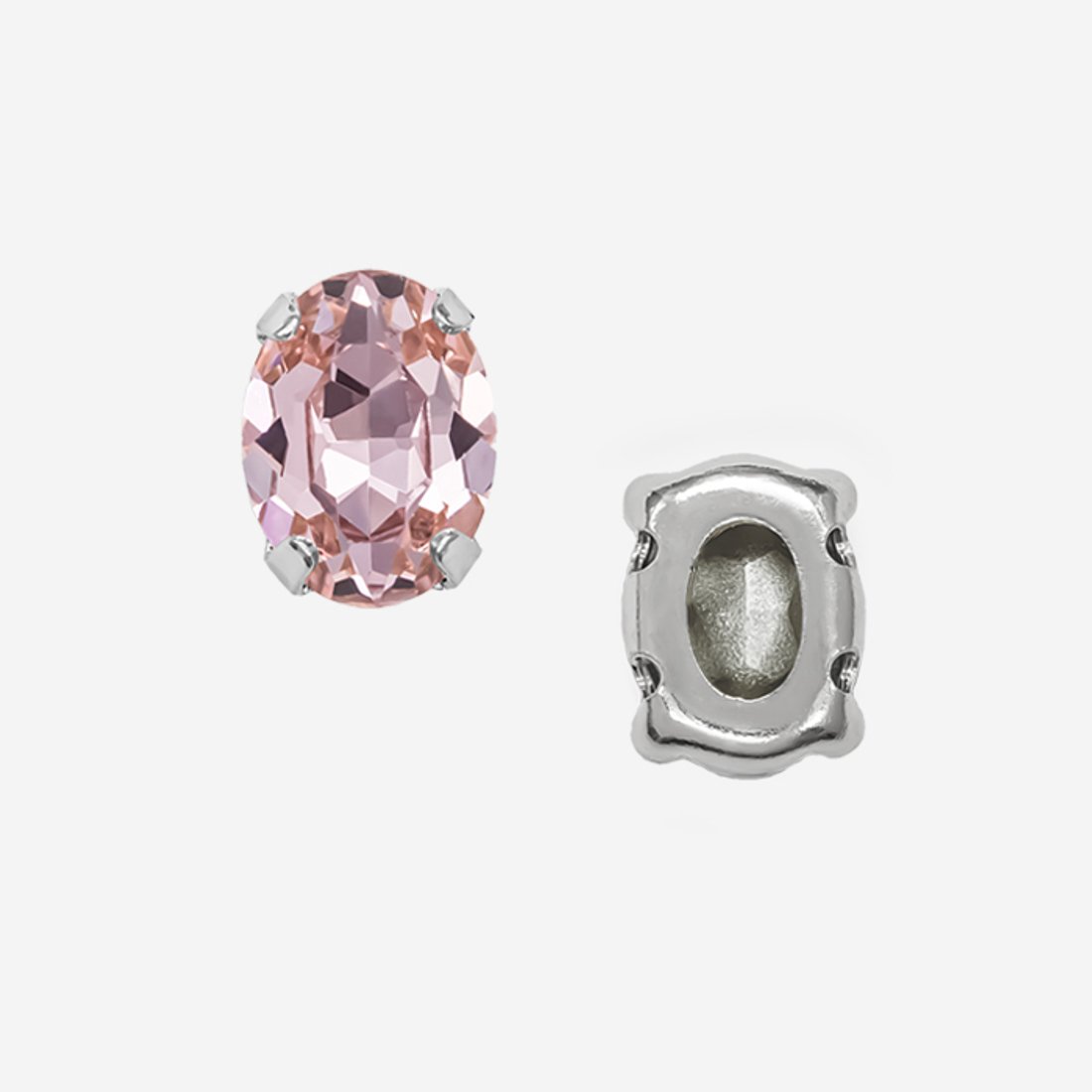 Овал (Oval Fancy Stone) в цапах, оттенок "Rose", 8*6мм, родирование