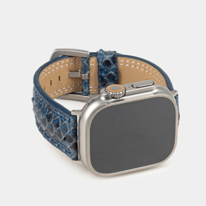 Ремешок для Apple Watch Ultra 49mm из кожи питона, синего цвета