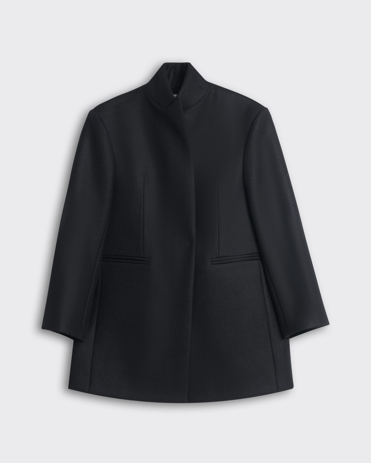 Пальто с асимметричным низом из шерсти Гуччи черный