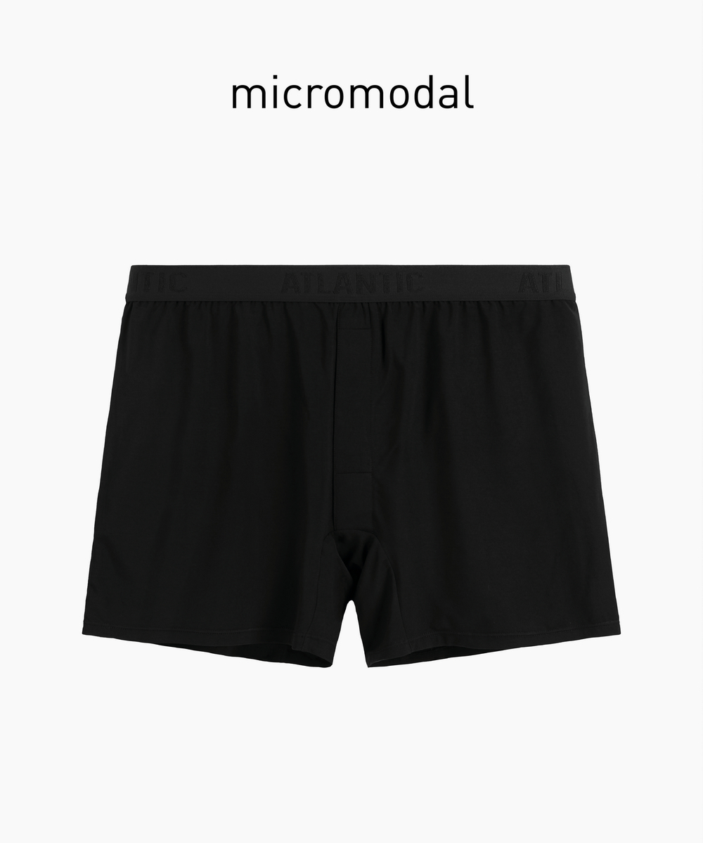 Мужские трусы боксеры Atlantic, 1 шт. в уп., микромодал, черные, MBX-662