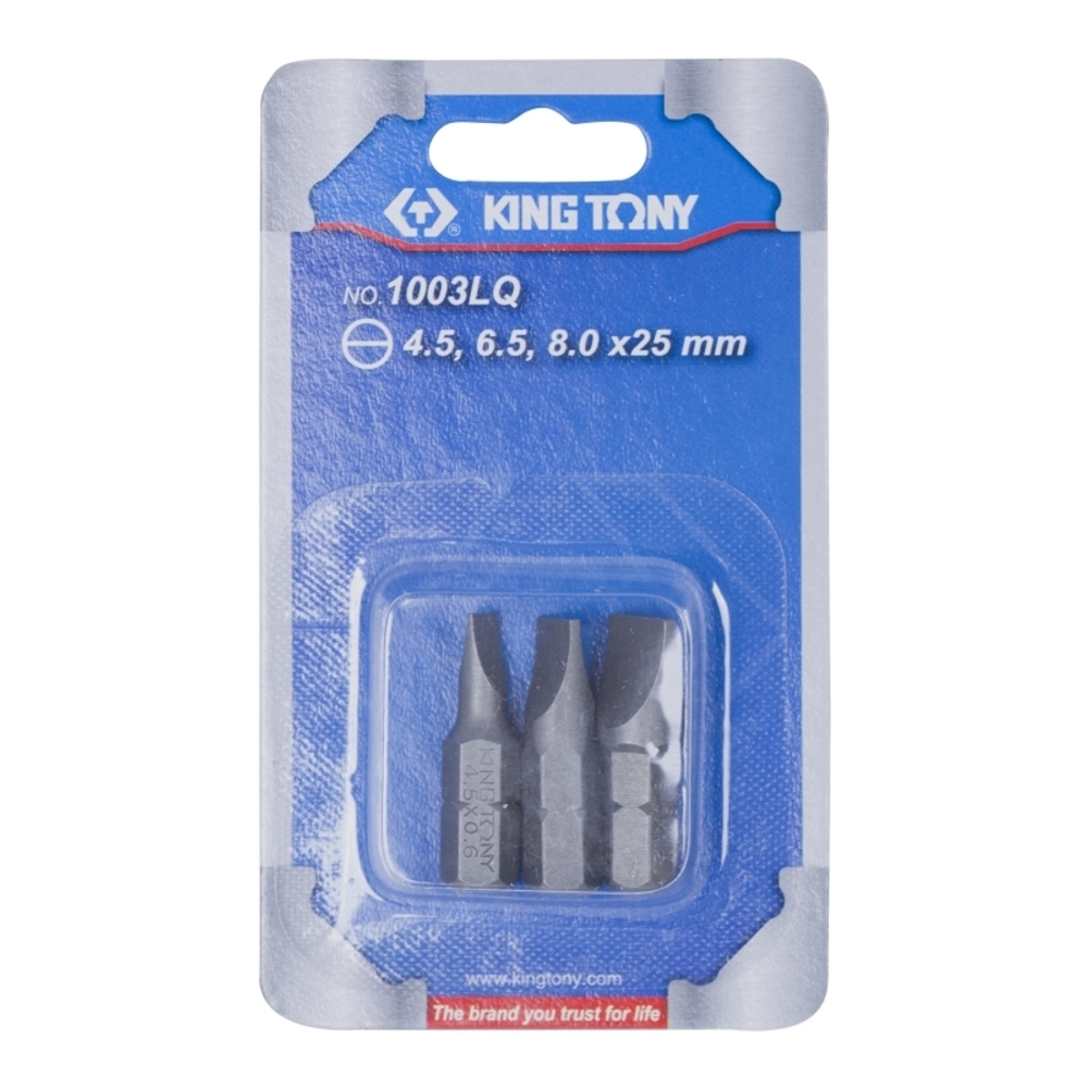 Набор вставок (бит) 1/4&quot;, Slotted, 4.5, 6.5, 8.0 мм, 3 предмета KING TONY 1003LQ
