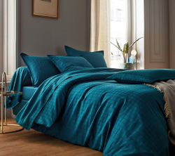 Постельное белье 2 спальное евро Blanc des Vosges Palace Bleu Paon Франция