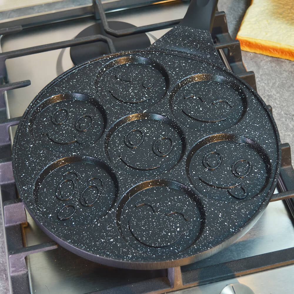 Сковорода для оладий 26см "Улыбки" с антипригарным покрытием Black Marble, без индукции