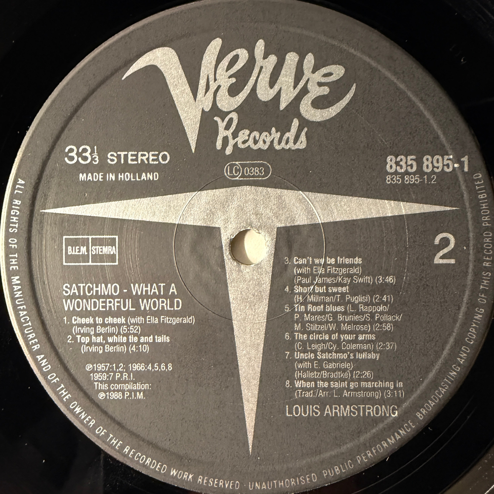 Louis Armstrong ‎– Satchmo - What A Wonderful World (Голландия 1988г.)