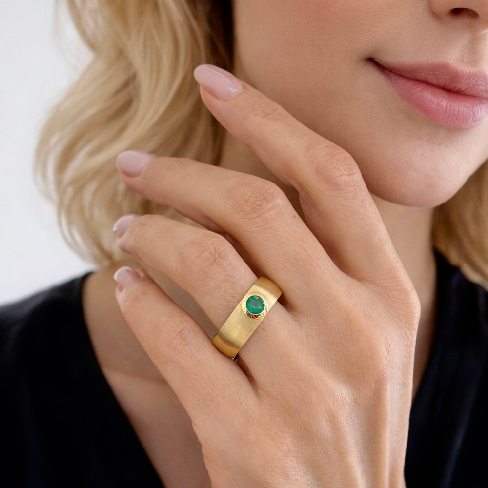 Кольцо с Изумрудом, Эмаль, R0177-10/8