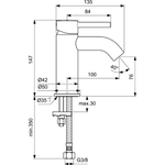 Однорукоятковый смеситель для умывальника без донного клапана Ideal Standard CERALINE BC268XG