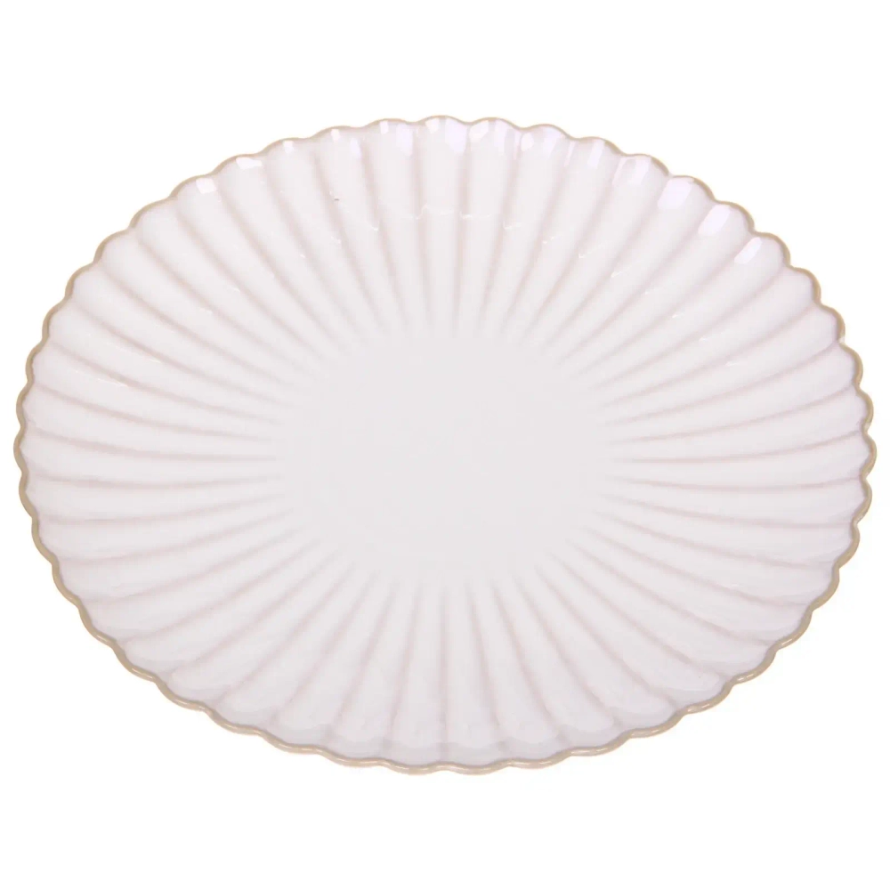 Тарелка керамическая «Верона» 27см ромашка бежевая