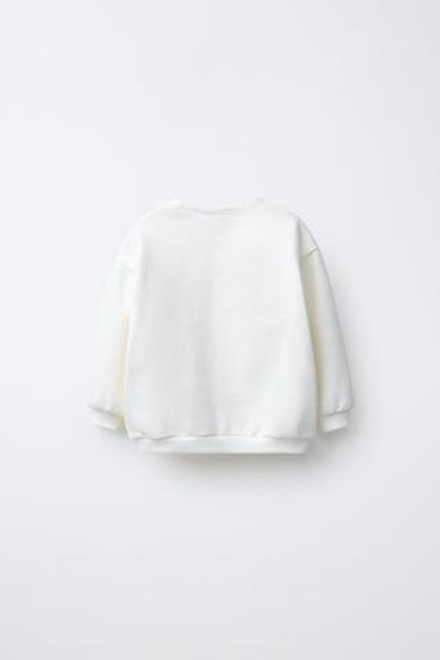 ZARA ТОЛСТОВКА С РЕЛЬЕФНЫМ ПРИНТОМ, ЖЕЛТОВАТО-БЕЛЫЙ