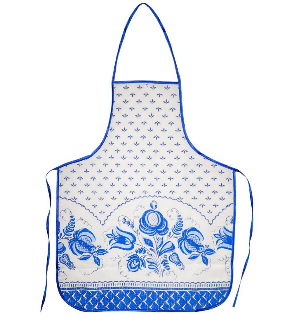 ТК-242 Набор 4 пр. «Фартук, рукавица, прихватка, полотенце» (лен, бело синий)