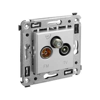 Розетка TV-FM-SAT в стену, "Avanti", "Закаленная сталь"
