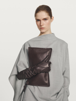 Massimo Dutti Асимметричная блузка с воланами из 100% шерсти - STUDIO, серый