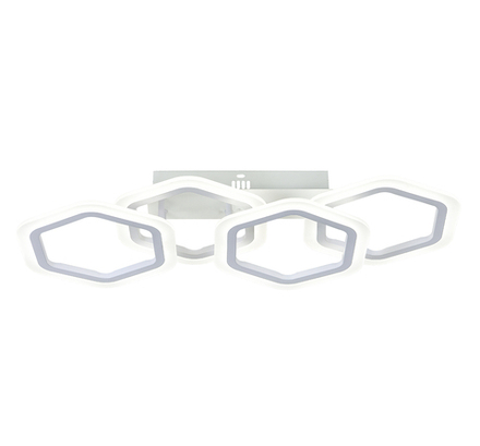 Потолочный светодиодный светильник 60Вт, 5935лм, 3000/4200/6400K, Ra>80, плавная регулировка мощности, изменение цветовой температуры, пульт, металл/акрил, белый