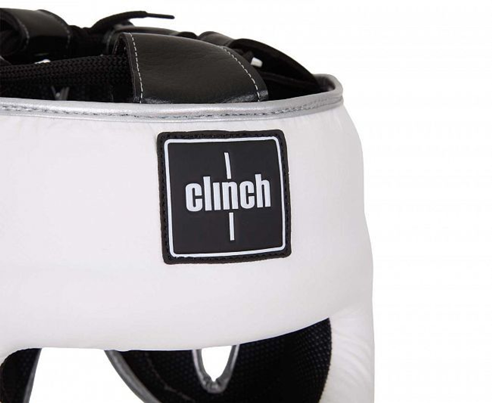 Шлем для единоборств с бампером Clinch Face Guard бело-серебристый C149