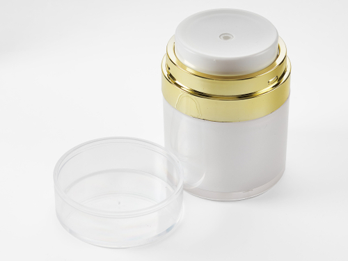 Банка с верхним дозатором белая, золото 30 мл