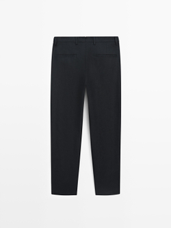 Massimo Dutti Льняные костюмные брюки, темно-синий