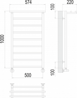 Полотенцесушитель водяной Terminus Контур с/п П9 500х1000