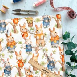 Ткань премиум флис семейство зайцев