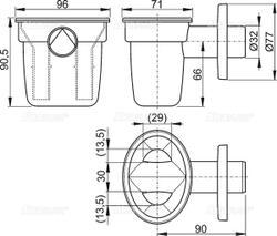 Воронка AKS1 с мокрым гидрозатвором для сбора конденсата DN32