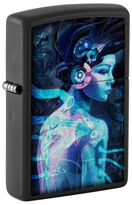 48517 Зажигалка ZIPPO Cyborg Woman, Black Light