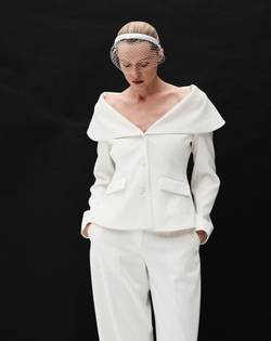 Вуаль укороченная белая со стразами