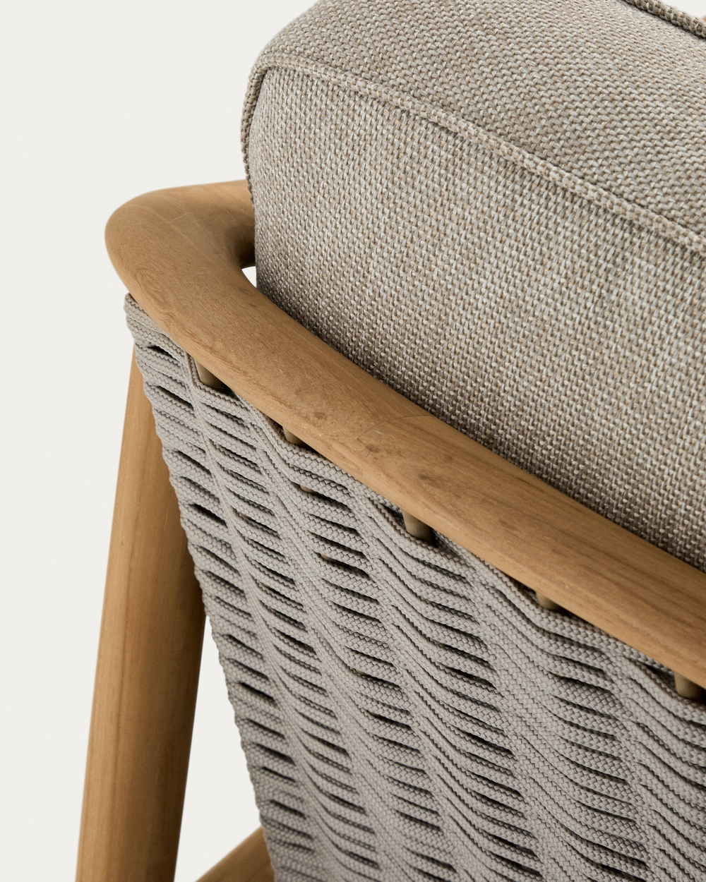 Уличный 3-х местный диван Elunda из тикового дерева и бежевой веревки