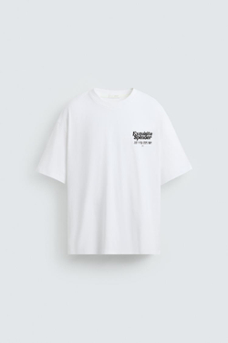 ZARA ФУТБОЛКА С РЕЛЬЕФНЫМ ПРИНТОМ, БЕЛЫЙ