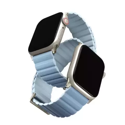 Ремешок Uniq 41/40/38мм Revix Premium Ed. Leather/Silicone для Apple Watch  Arctic/Soft Blue (Синий)