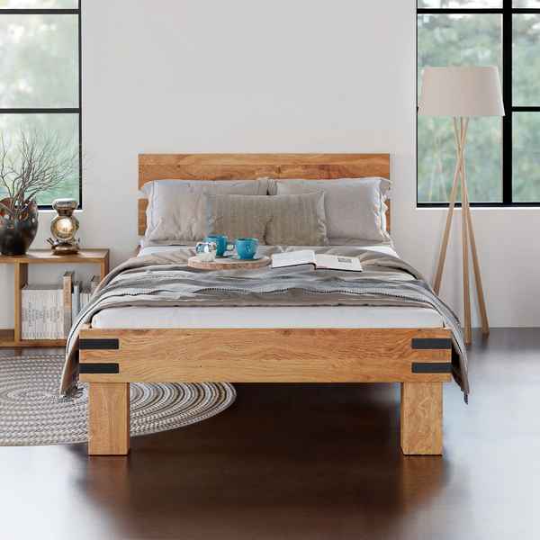 Кровать 90х200 Дубовая классика, на ножках в стиле лофт, с настилом