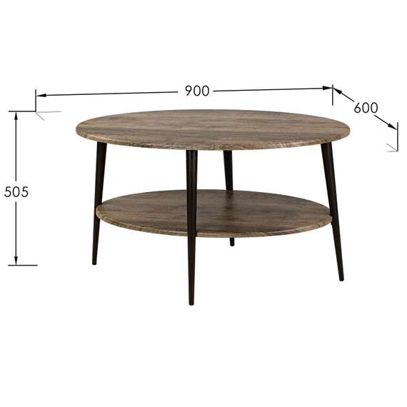 Стол журнальный BeautyStyle 29 дуб крымский состаренный/эбеновое дерево