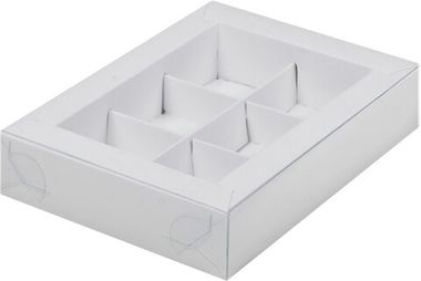Коробка для конфет с пластиковой крышкой 6 конфет