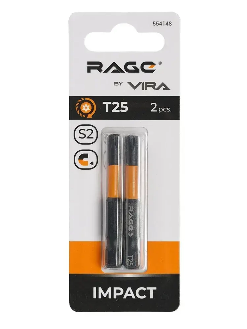 Набор бит торсионных IMPACT 2 шт TORX T25 S2 х 50 мм RAGE by VIRA