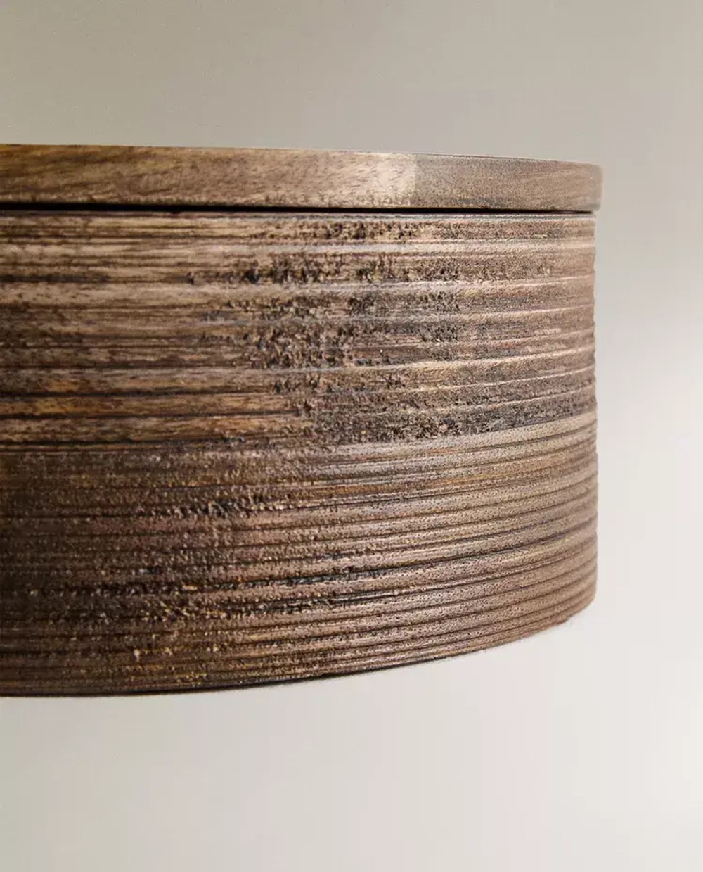 ZARA HOME БОЛЬШАЯ КРУГЛАЯ ДЕРЕВЯННАЯ ШКАТУЛКА, КОРИЧНЕВЫЙ