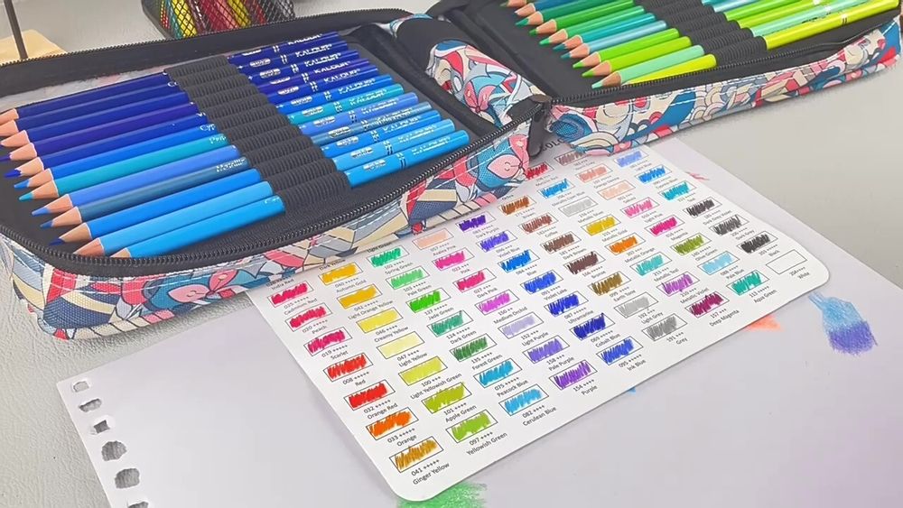 Карандаши акварельные Kalour 72 цвета тканевый пенал синий