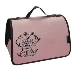 Dogman сумка-переноска Лира №3 розовая друзья 43*27*27см