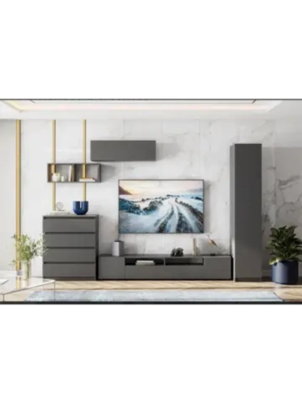 Модульная стенка со шкафом Графит серый 320х46х205