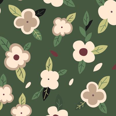 Простые декоративные цветы на темно-зеленом