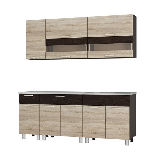 Кухня МОНТАНА 2,0м кор венге/ЛДСП сонома/антарес(8В3; 8В3; 4В1; 8М2; 8Р5; 4Р5; С400,800+фурн)/10