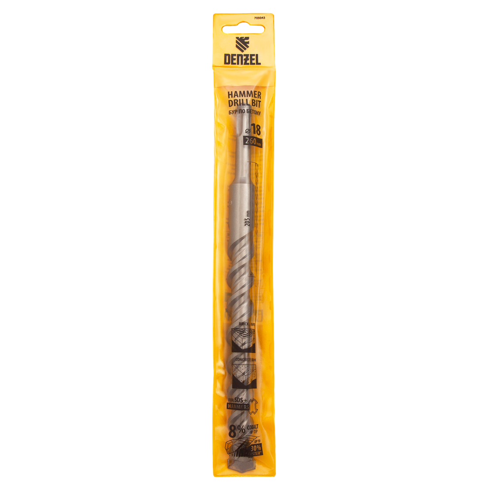 Бур по бетону, двойная спираль, Cobalt W-tip, 18x260 мм, SDS PLUS, 0.28 кг