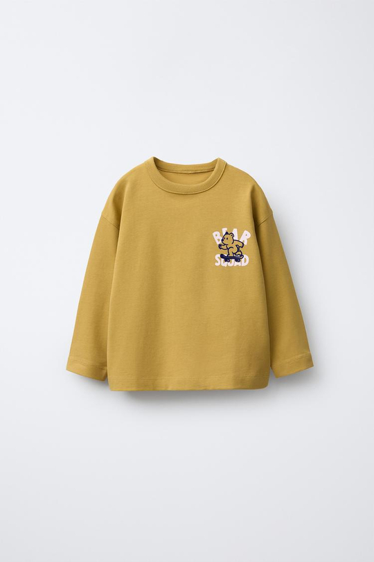 ZARA ЛОНГСЛИВ С РЕЛЬЕФНЫМ ПРИНТОМ ЖИВОТНЫХ, ОХРА